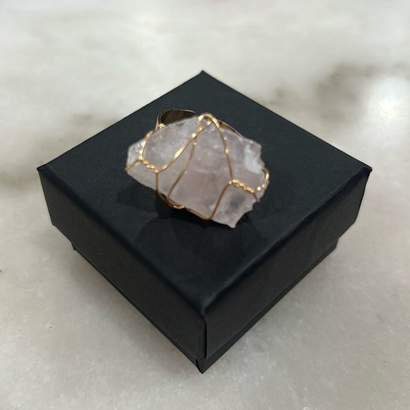 Rose Quartz Hand Wrapped Copper Wire Ring - Picture 5 of 8